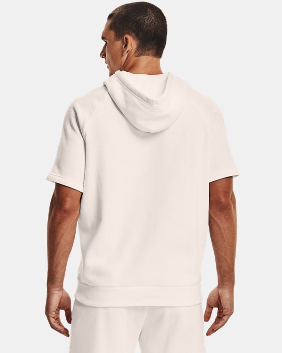 Men's UA Rival Fleece Signature Short Sleeve Hoodie, White, pdpMainDesktop image number 1